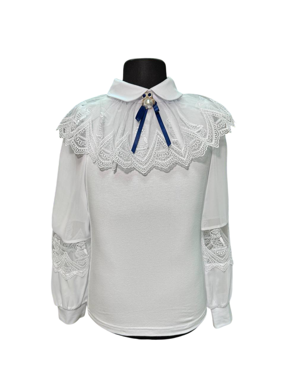 Блузка КМ19461 бел/синий